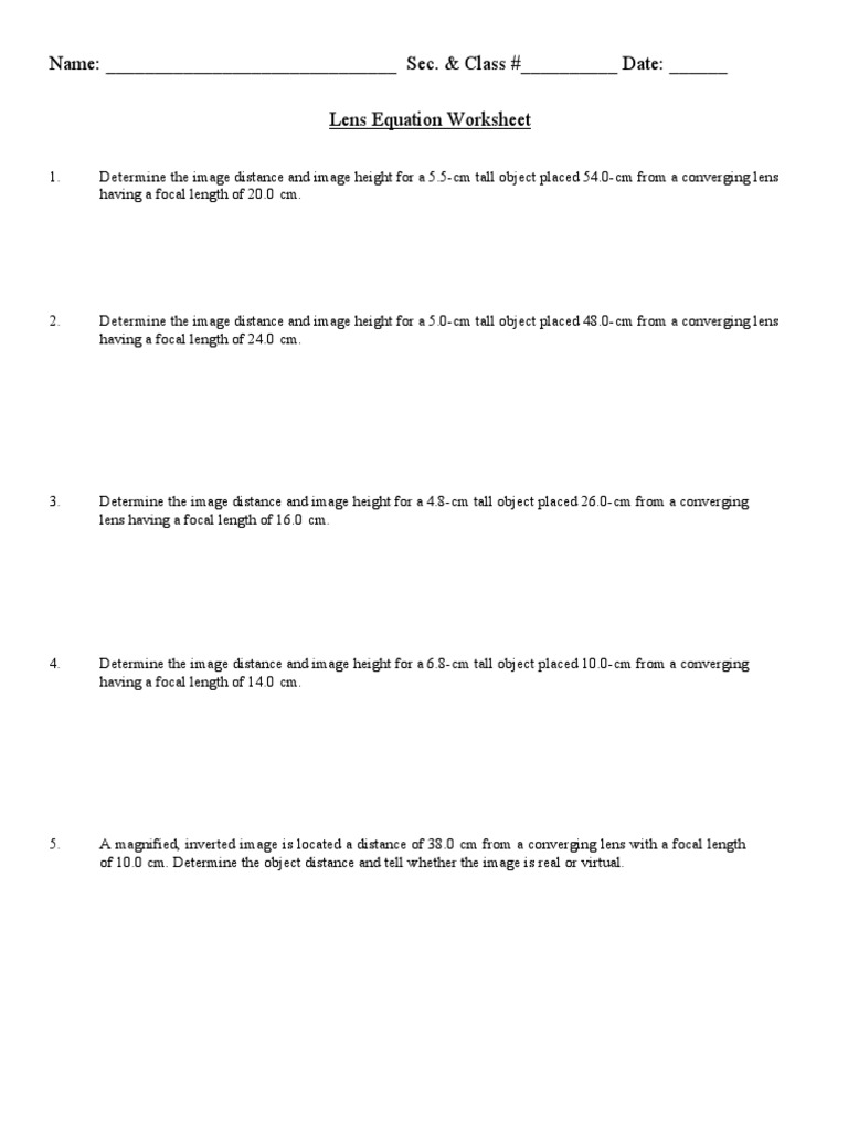 Lens Equation Practice Problems | PDF | Home & Garden | Art