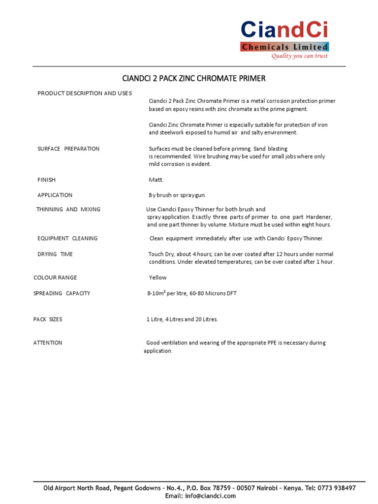 Ciandci Zinc Chromate Primer TDS Updated PDF