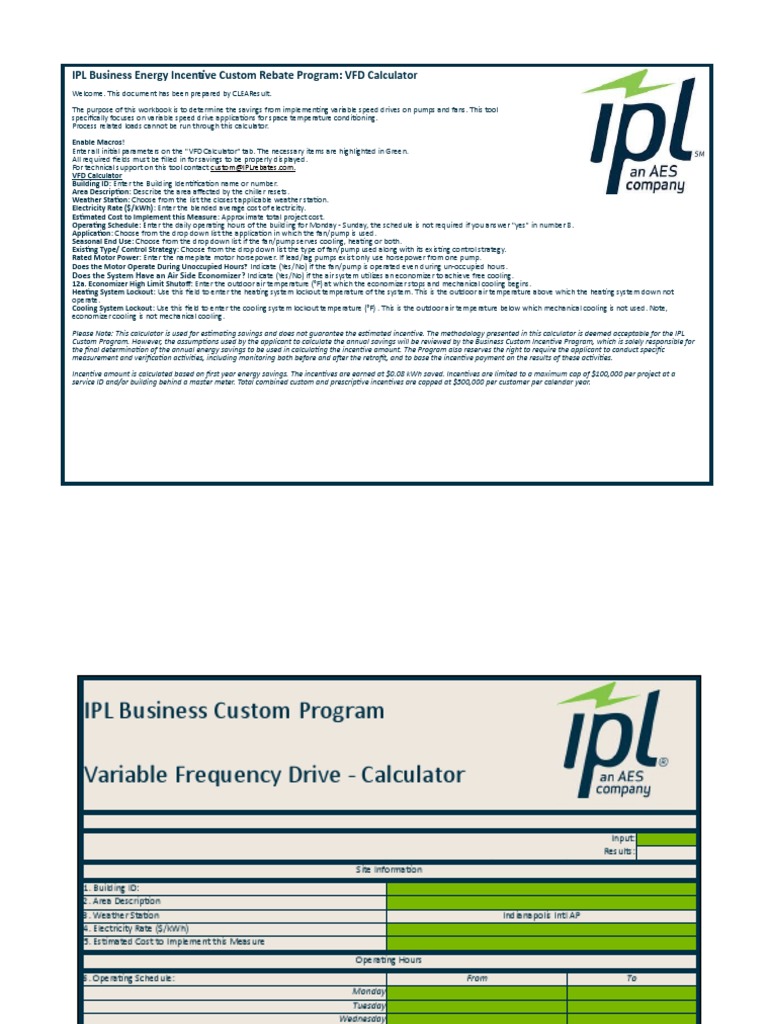 IPL VFD Calculator 2019 PDF Kilowatt Hour Temperature