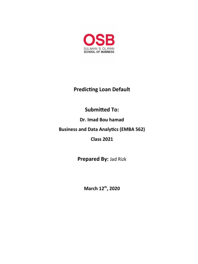 Predicting Loan Default Data Analytics | PDF | Loans | Debt
