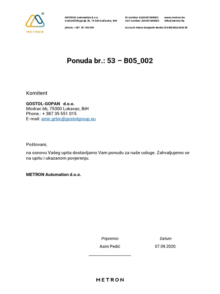 Ponuda 53 - B05 - 002 - Rev2 PDF | PDF