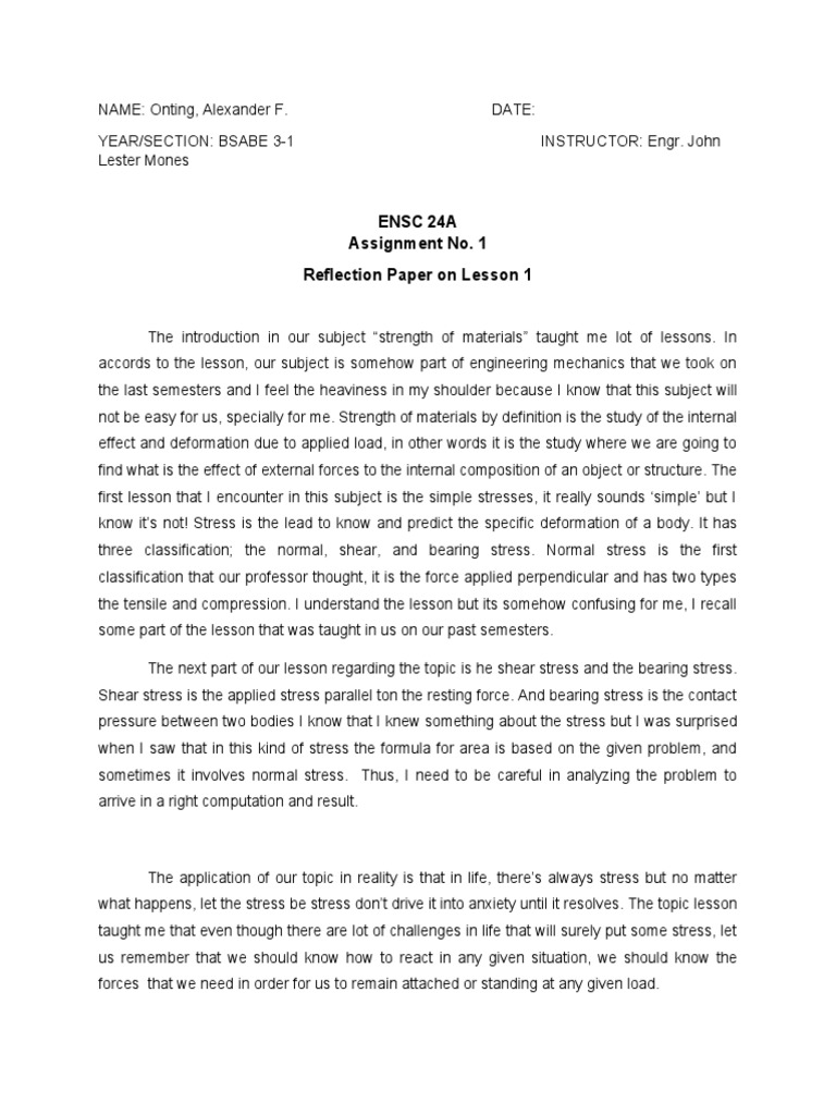 Onting, AF Reflection Paper No.1 | PDF
