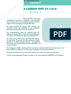 PDF FUERTAFIT - CARDIO HIIT CASA Nivel 1 | PDF