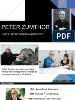 Peter Zumthor: Unit 2-Architecture and Context