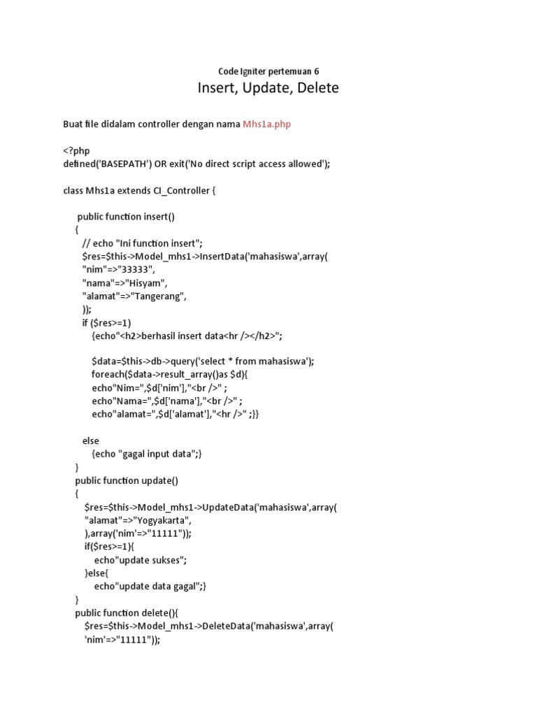 CodeIgniter CRUD Operations Guide | PDF | Computer Programming ...