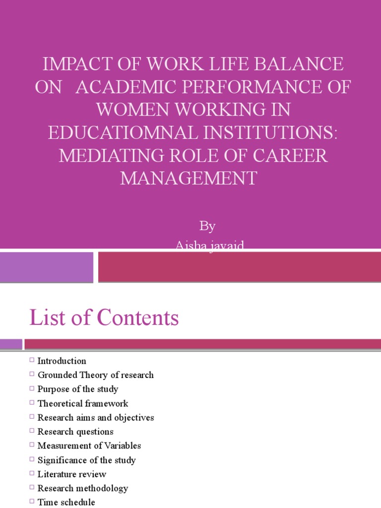 Impact of Work Life Balance On Academic Performance of Women Working in ...