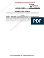 Sample Paper: National Science Olympiad