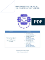 An Assaignment On Financial Ratio Analysis of M.I. Cement Factory Limited