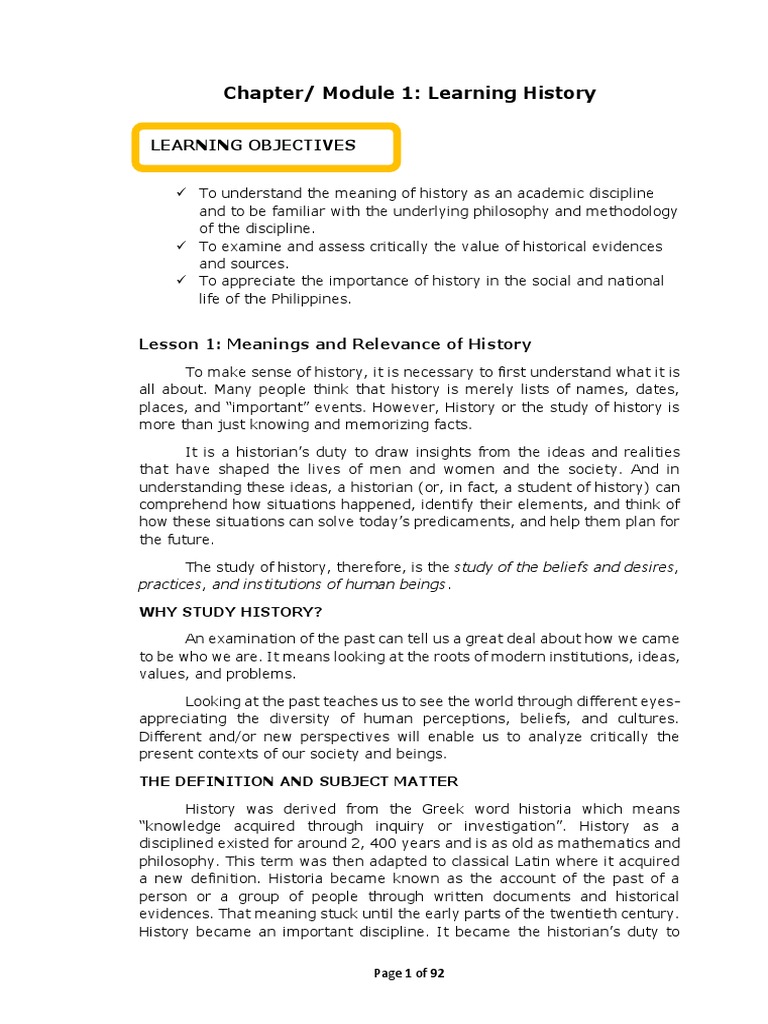 hist 1 readings in philippine history module pdf pdf primary sources historian
