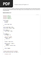 Circular Linked List Program in C