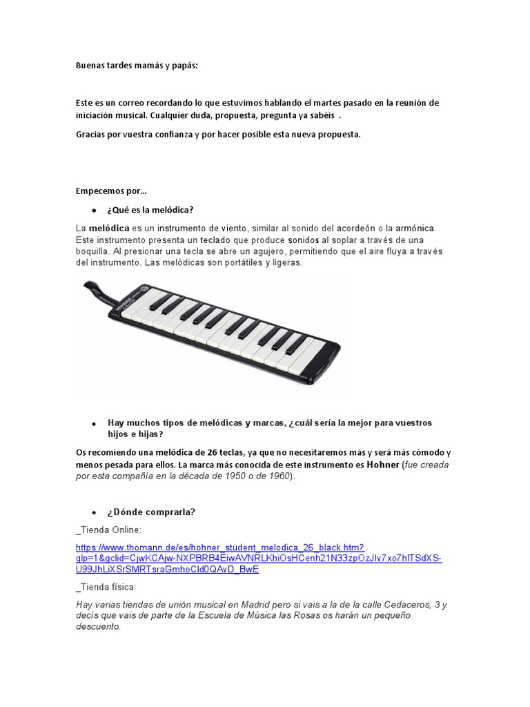 Melodica PDF Harmónica Instrumentos musicales