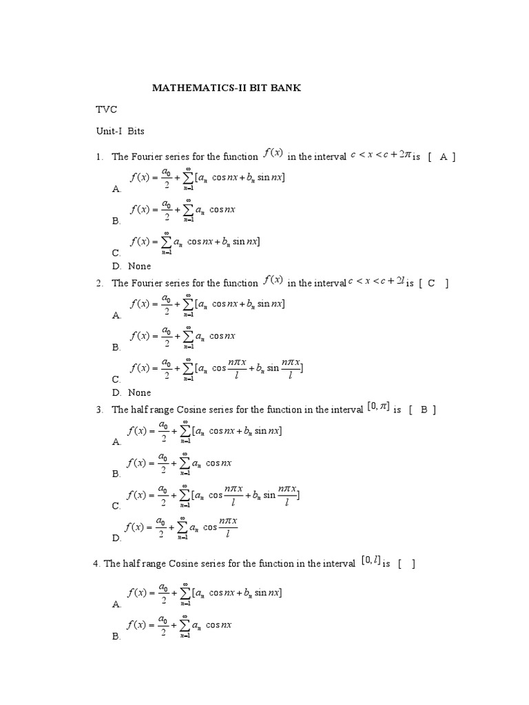 Fourier Series Bits PDF Trigonometric Functions Sine