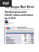 Standard Group Earns KSh397 Million Profit Before Tax in 2018