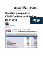 Standard Group Earns KSh397 Million Profit Before Tax in 2018