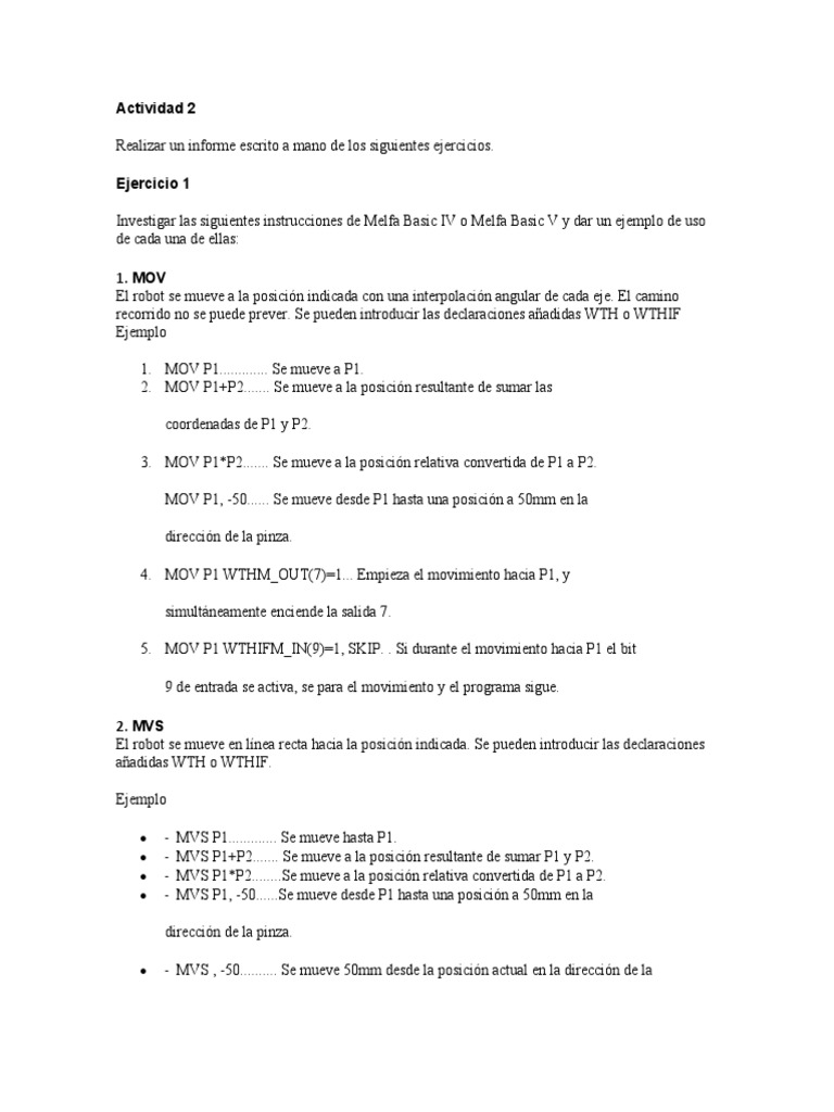 Instrucciones Melfa Basic IV y V | PDF | Desarrollo de software ...