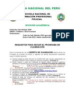 Requisitos Culminación Sub Oficiales PNP