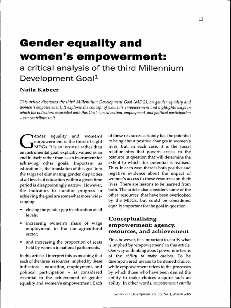 Gender Equality and Women's Empowerment | PDF | Empowerment | Labour ...