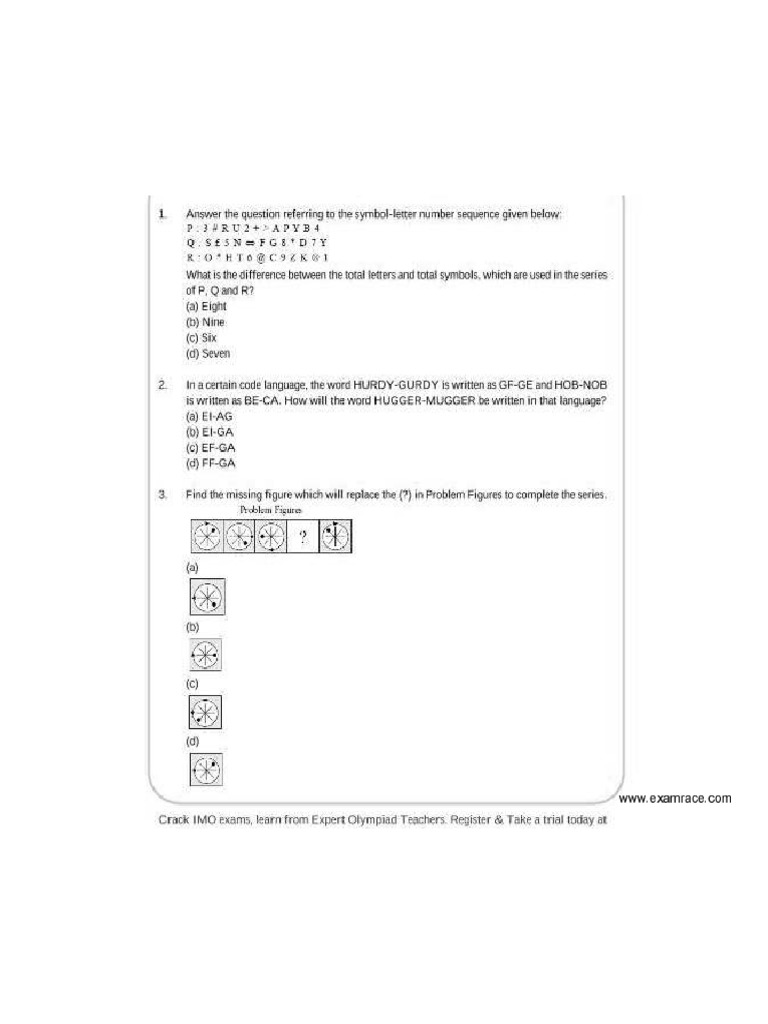 IMO Class 8 Paper 2014 PDF | PDF