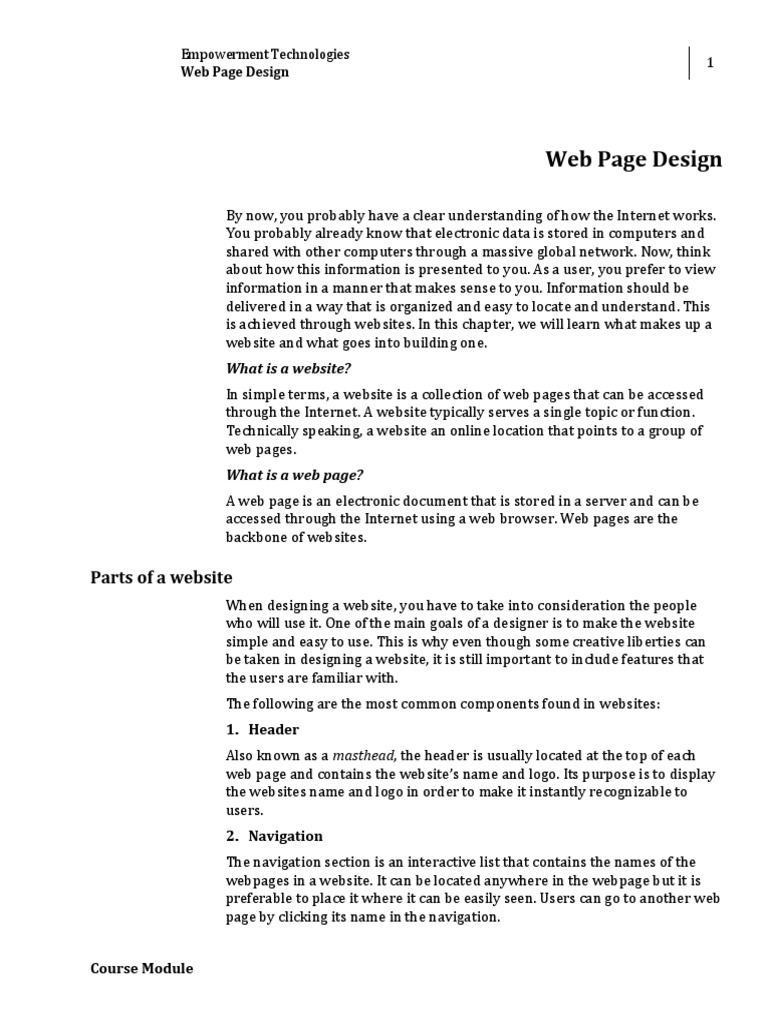 Quarter 1 W6 - L6 Web Page Design | PDF | Web Design | Websites