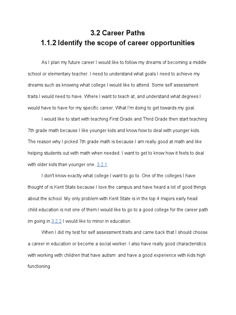 3.2 Career Paths 1.1.2 Identify The Scope of Career Opportunities | PDF ...