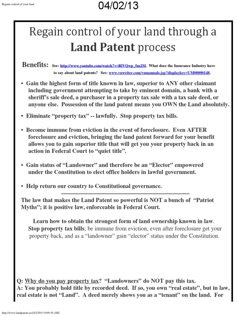 Regain Control of Your Land Through A | PDF | Foreclosure | Deed