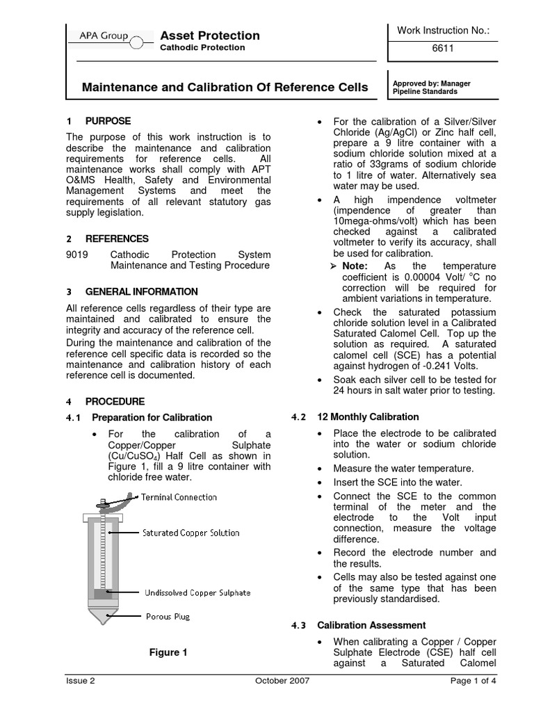 Maintenance of Cathodic Reference Cells | PDF | Silver | Calibration