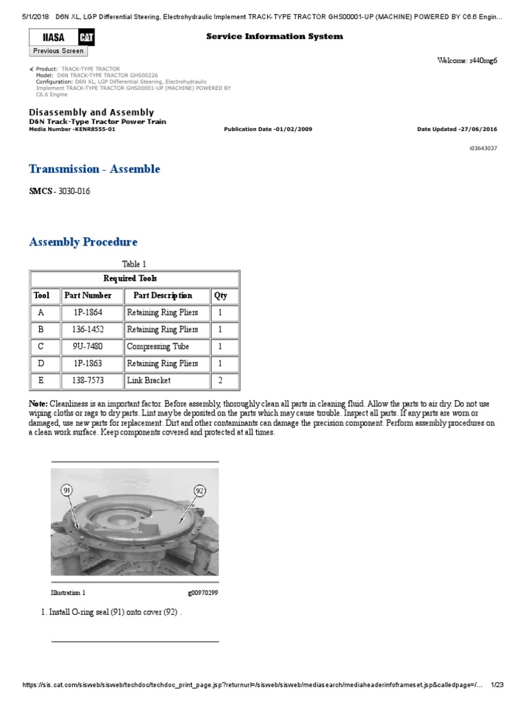 Armado de Transmision d6n PDF Tractor Transmission (Mechanics)