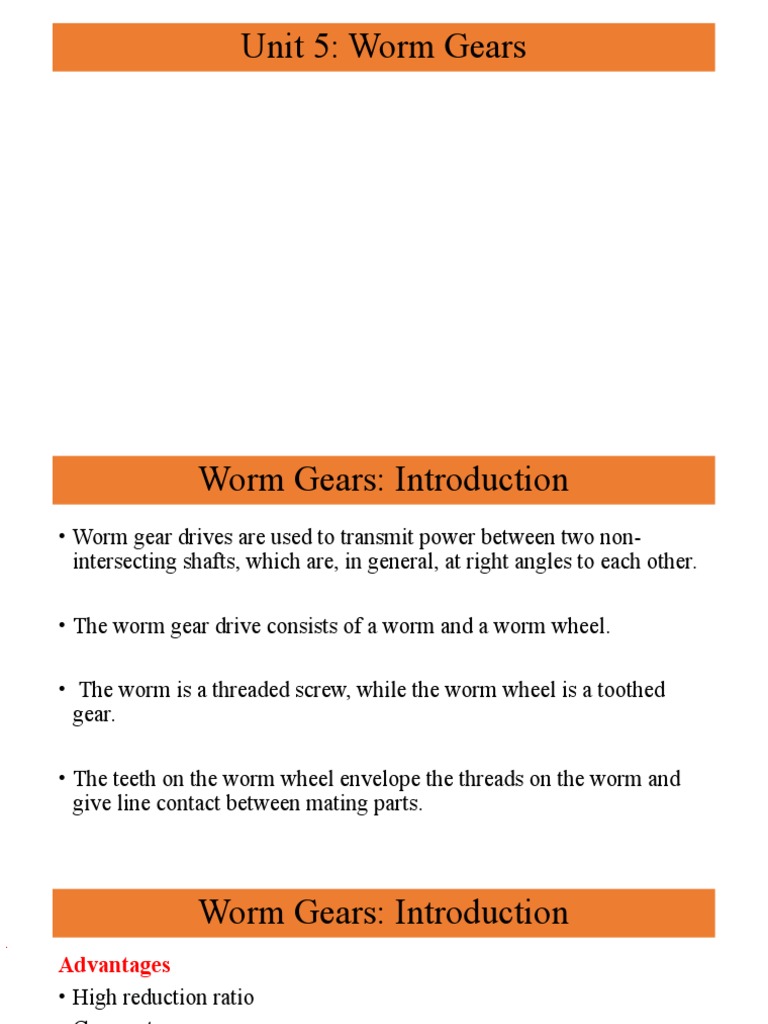Unit 5 Worm Gears | PDF | Gear | Mechanical Engineering