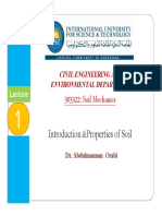303322: Soil Mechanics: Introduction &properties of Soil