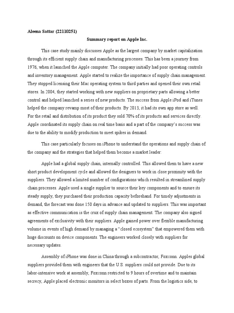 Assginment Report-Apple Inc | PDF | Apple Inc. | Supply Chain