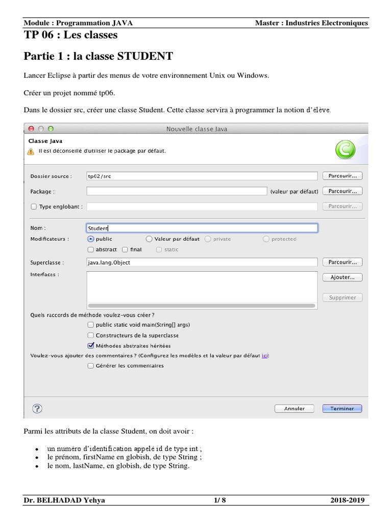 Création de la classe Student en JAVA | PDF | Java (Langage de ...