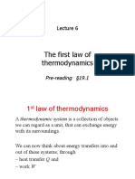The First Law of Thermodynamics: Pre-Reading 19.1