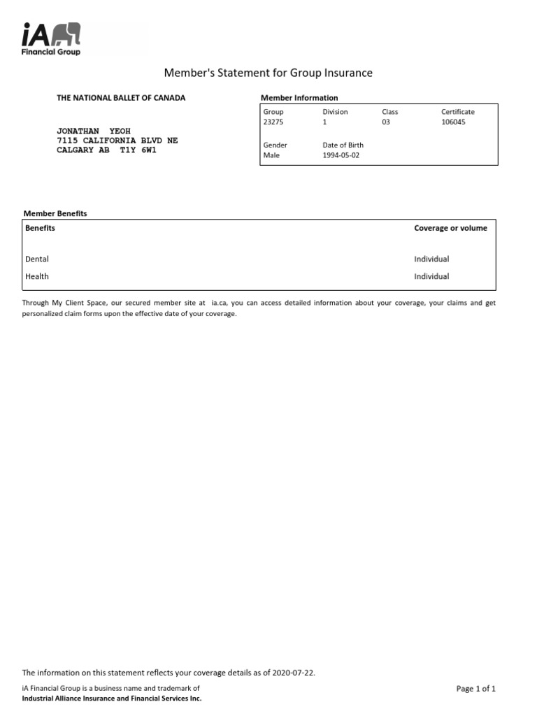 Member Statement for Group Insurance | PDF