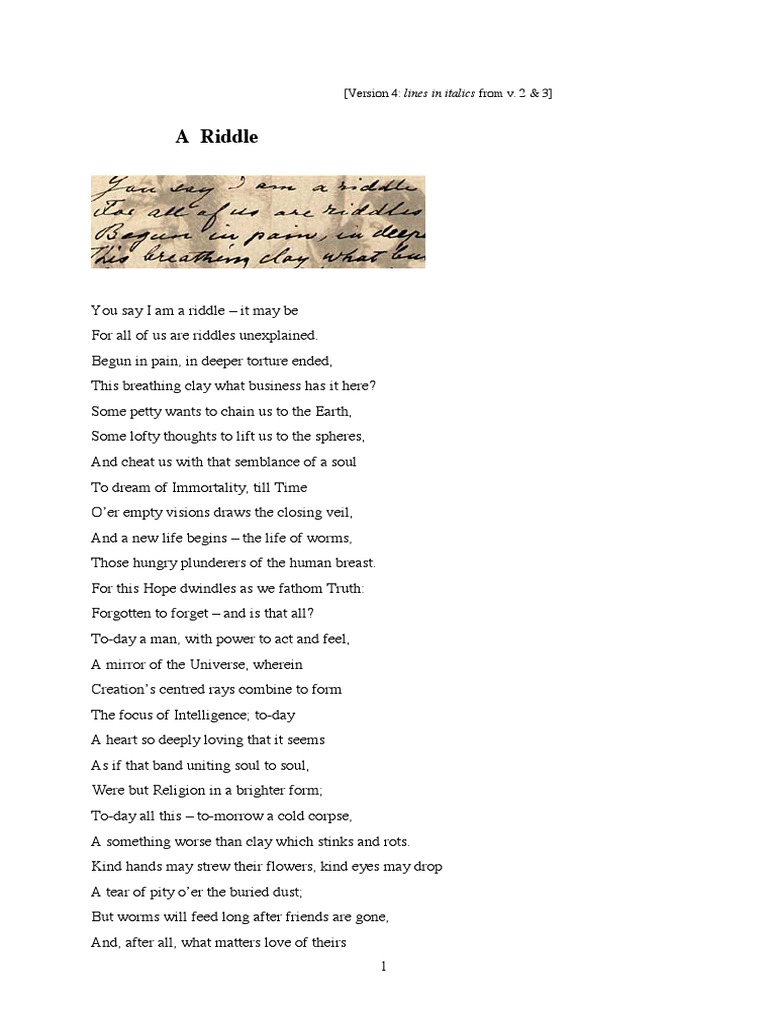 The Riddle of Existence and Hope | PDF | Love