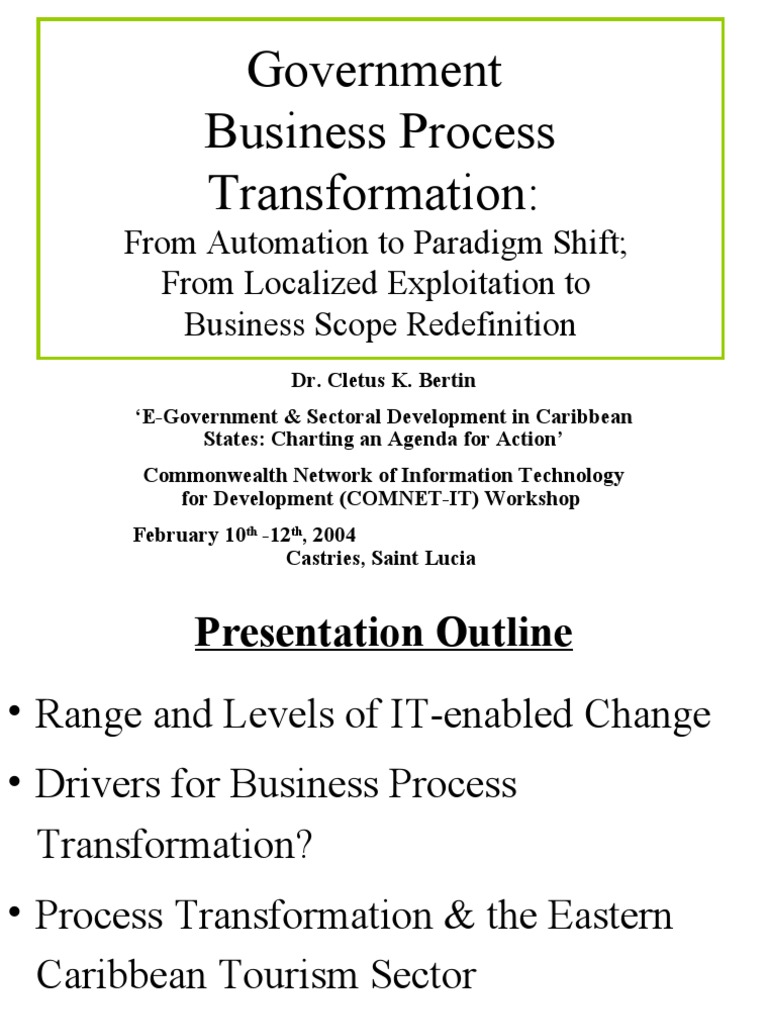 Government Business Process Transformation | PDF | Innovation | Gross ...