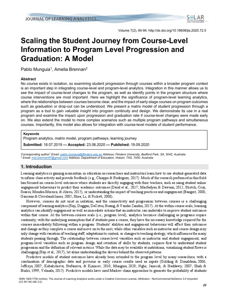 Scaling The Student Journey From Course-Level Information To Program ...