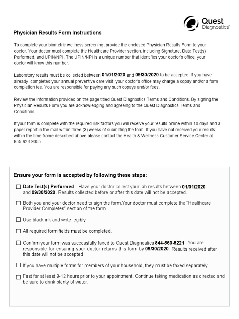Physician Results Form Instructions | PDF | Health Insurance ...