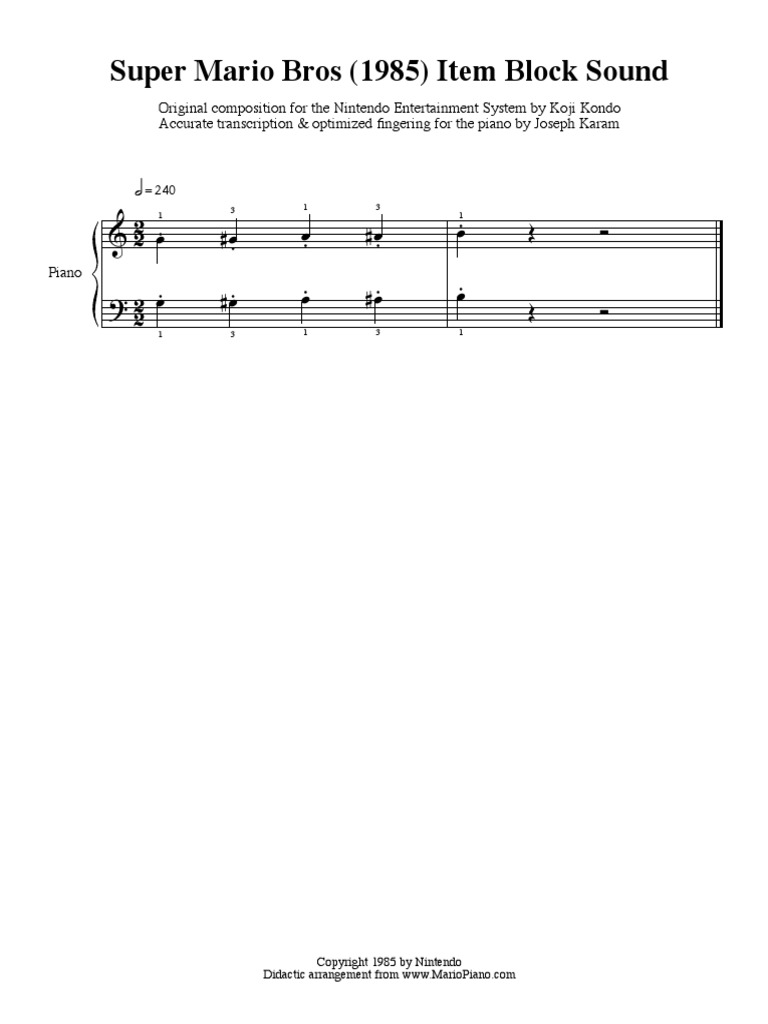 Mario Sheet Music Item Block Sound PDF | PDF | Games & Activities