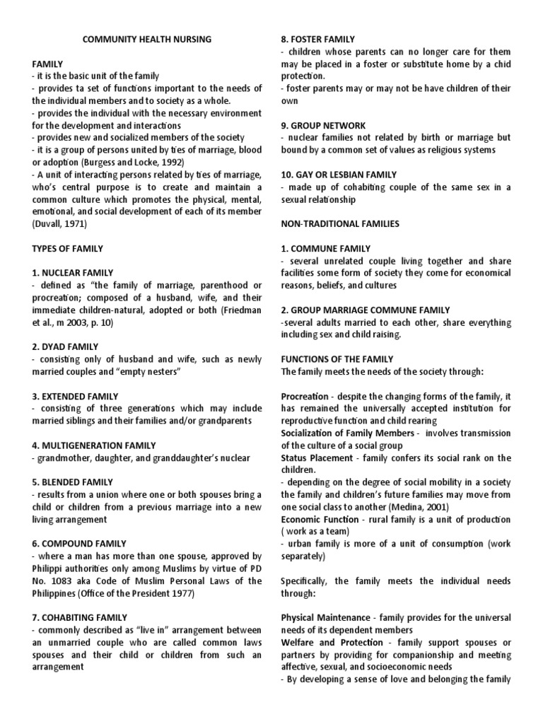 Community Health Nursing | PDF | Family | Marriage
