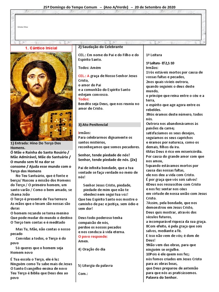 Modelo de Folheto para Missa PDF Rosário Jesus