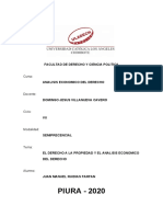 El Derecho A La Propiedad y El Analisis Economico Del Derecho