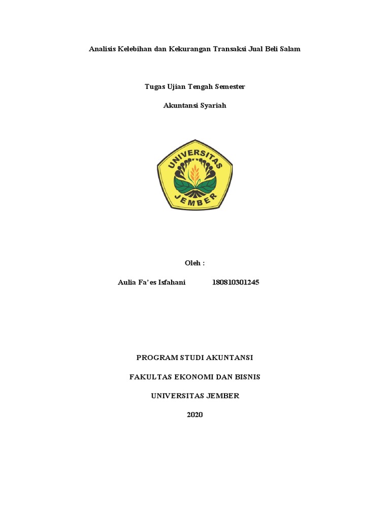 Analisis Kelebihan Dan Kekurangan Transaksi Jual Beli Salam PDF