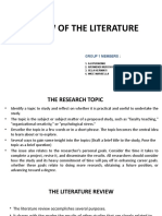 Review of The Literature: Group 1 Members