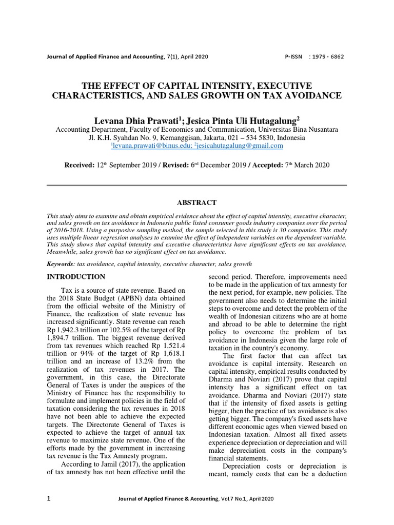 The Effect of Capital Intensity, Executive Characteristics, and Sales ...