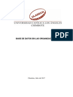 Base de Datos en Las Organizaciones: Chimbote, Julio Del 2017