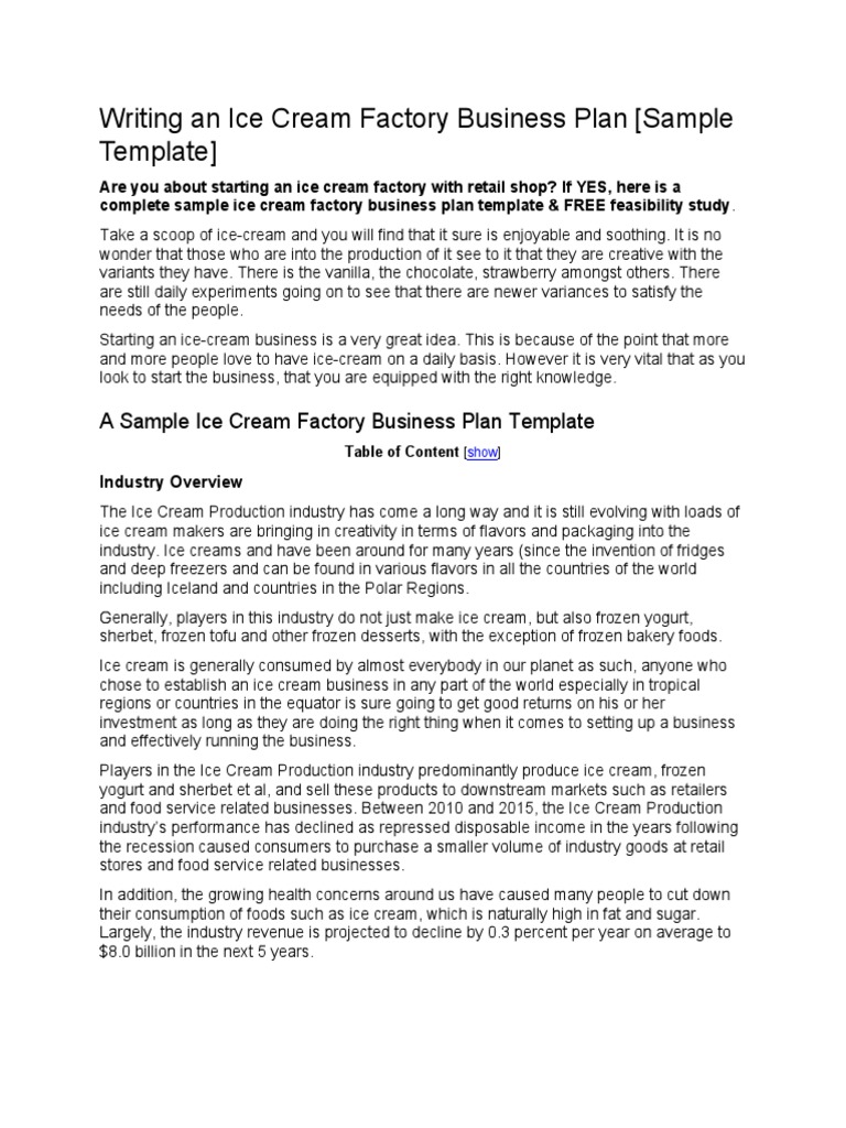 Writing An Ice Cream Factory Business Plan | PDF | Ice Cream | Brand