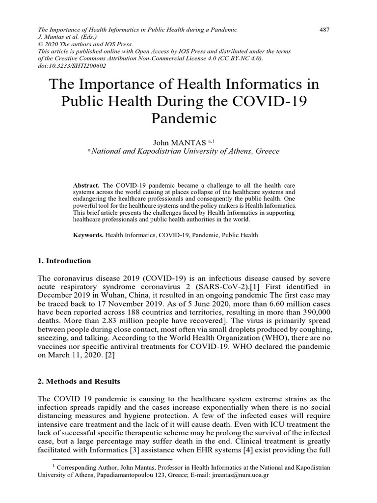 The Importance of Health Informatics in Public Health Uring The COVID ...