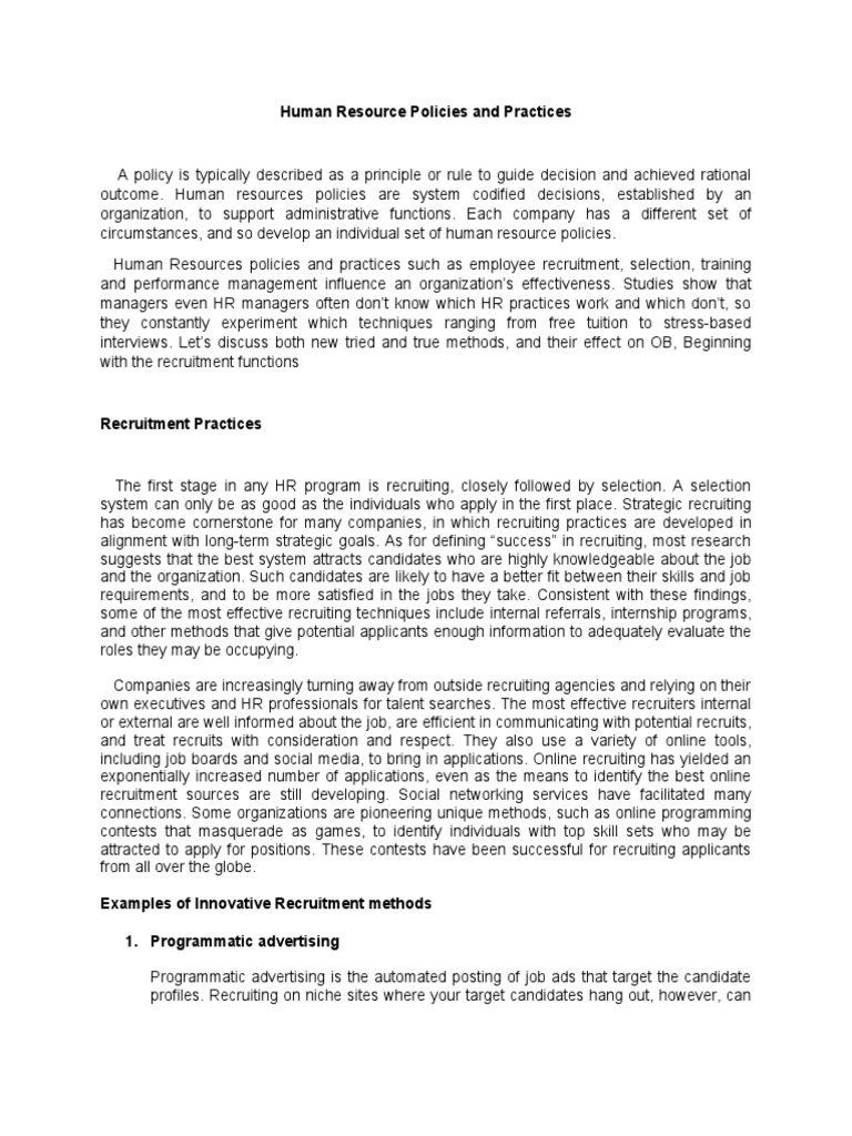 HR Recruitment & Selection Guide | PDF | Recruitment | Human Resource ...