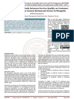 The Relationship Study Between Service Quality On Customer Satisfaction in The Luxury Restaurant Sector in Mongolia