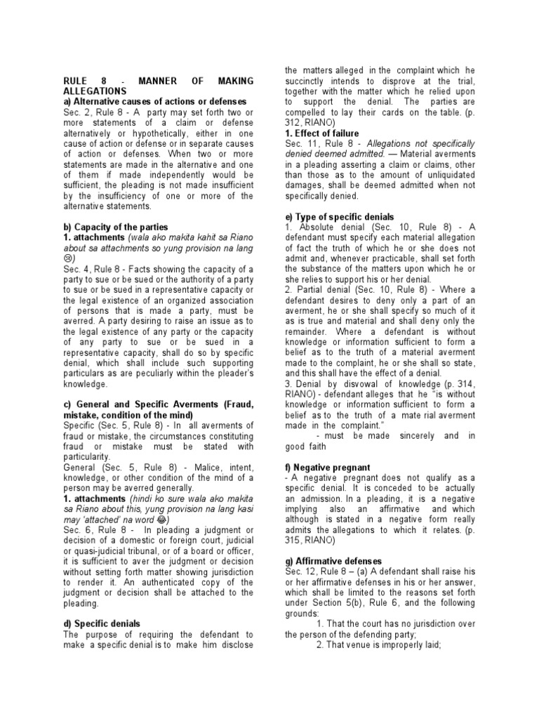 Denied Deemed Admitted. - Material Averments | PDF | Pleading ...